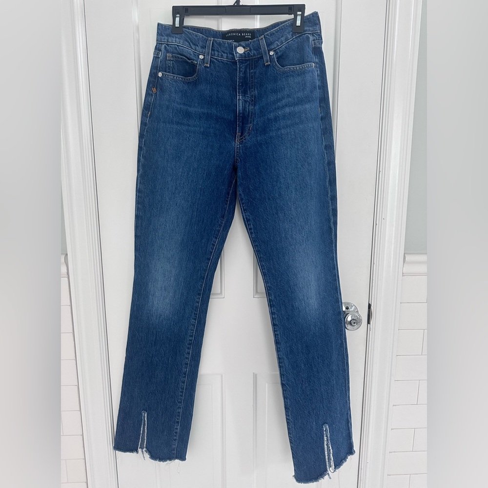 Veronica Beard Keane Long Straight Leg High Rise Jeans 29